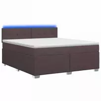 Lova su čiužiniu ir LED apšvietimu Tamsiai rudas 140 x 190 cm
