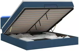 Otmana lova su matracsu ir LED Mėlyna 140 x 190 cm Audinys