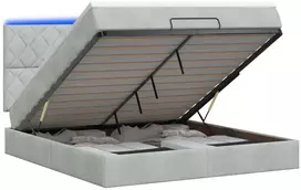 Otmana lova su matracsu ir LED Šviesiai pilka 140 x 200 cm