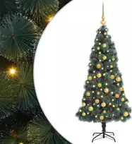 Dirbtinis apšviestas Kalėdų medis su kamuoliukų rinkiniu 240 cm