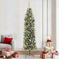 Dirbtinis lieknas Kalėdų medis su 300 LED Žalia ir balta 210 cm