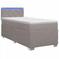 Lova su čiužiniu ir LED apšvietimu Taupe 90 x 190 cm Audinys