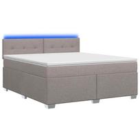 Lova su čiužiniu ir LED apšvietimu Taupe 140 x 190 cm Audinys