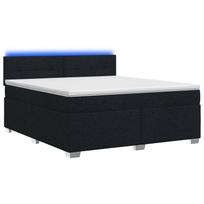 Lova su čiužiniu ir LED apšvietimu Juoda 160 x 200 cm Audinys
