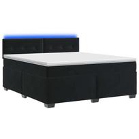 Lova su čiužiniu ir LED apšvietimu Juoda 140 x 190 cm Aksomas