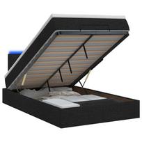 Otmana lova su matracsu ir LED Juoda 120 x 200 cm Audinys