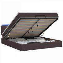Otmana lova su matracsu ir LED Tamsiai rudas 140 x 190 cm
