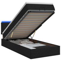 Otmana lova su matracsu ir LED Juoda 80 x 200 cm Audinys