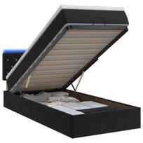 Otmana lova su matracsu ir LED Juoda 80 x 200 cm Aksomas