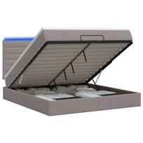 Otmana lova su matracsu ir LED Taupe 140 x 190 cm Audinys