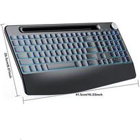 2.4G&Type-C Wireless Keyboard with Wrist Rest,RGB Backlit,Silent Rechargeable Set for PC,Laptop,Window juoda