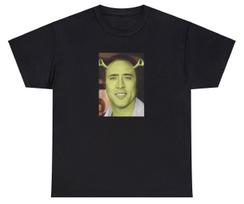 Shrek Cage T Shirt Funny Sarcastic Nicolas Nick Cage Movie Parody Humor Tee L