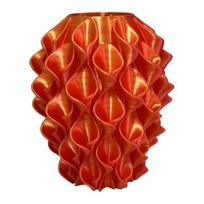 3D Spausdintas Raudonas Auksinis Gėlių Vaza Skulptūrinė Banga Geometrinė Tekstūruota Dekoratyvinė Bangelių Vaza Modernus Boho Namų Dekoras Kavos Stalui Lentynai Prieškambariui