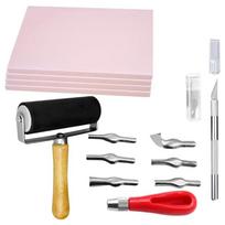 Stamp Carving Kit TPR Linoleum Block Printmaking Rubber Stamp Making Kit With Stamp Block Printing Tool