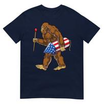 Bigfoot Fireworks 4th Of July Unisex Sasquatch American Flag Us Tshirt S