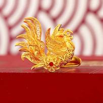 Auspicious & Luxurious Phoenix Coming Open Ring For Women 24K Gold Au999 Phoenix Brings Luck, Noble And Elegant resizable