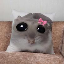 Funny Sad Hamster Meme Pillow Case For Home Bedroom Car Office Decoration Living Room Sofa Cushion Cover Suitable 40x40cm