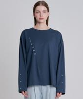 Zensai Tuck Back Slit T-Shirt Blue L