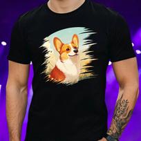 T-Shirt Herren Corgi Hund mit Blumen Motiv Baumwolle Größe S bis 5XL XXXL