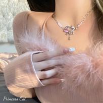 Sweet Cool Liquid Metal Pink Zircon Heart Clavicle Chain Women Peach Water Drop Pendant Minimalist INS Daily Decorative Short Necklace