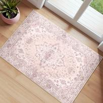 Bohemiškas vintažinis gėlių rašto kilimas, žalias smėlio spalvos sendintas rytietiškas neslystantis grindų kilimėlis svetainei miegamajam namų dekorui kilimas 60cm x 90cm gray