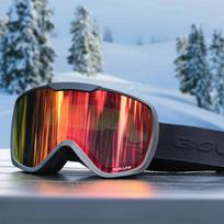 Double-Layer Anti-Fog Ski Goggles Men Women Full-Frame Snowboard Eyewear With PC Lens Windproof Scratch-Resistant Black Frame Full Mirror Red Lens
