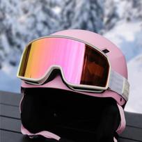 Adult Ski Goggles Double-Layer Anti-Fog Windproof Snowboard Eyewear With Prescription Lens Insert Men Women White Frame Pink Lens