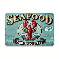 Vintage Lobster Metal Sign 12x8 Inch Retro Seafood Restaurant Decor Aluminum Plaque Turquoise Wall Art (Multicolor,TYA-1032439-20x30) įvairiaspalvis