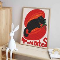 Diamond painting kit. full diamond round mosaic black cat tomato handmade. home decoration gift Round 20x30cm