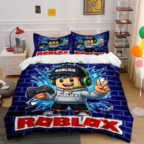Roblox Žaidėjo Lovos Patalynės Komplektas Patalynė Antklodės Užvalkalas Komplektas Antklodės Užvalkalas Pagalvės Užvalkalai  (1 * Antklodės užvalkalas, 2 * Pagalvių užvalkalai, be antklodės įdaro) 135x200cm