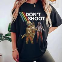 Dont Shoot Retro Arcade Game TShirts Satirical And Funny Video Game Raider TShirts Expression Style S