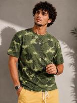 Men's Green Tropical Camo T-Shirt, Monstera Leaf Pattern, Casual Crew Neck Short Sleeve for Summer XXS žalia
