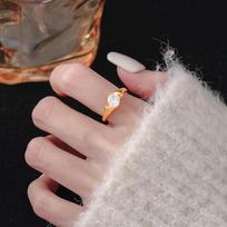 Panjbj   Silve Geometry Zircon Ring For Women Round Classic Versatile Adjustable Engagement Jewelry Gift Dropshipping