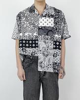 A Made Bandana Paisley Oversized Silky Shirt (Black) M