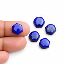 Natural Lapis Lazuli Hexagon Cabochon Loose Gemstones Lot | Deep Blue Lapis Cabochons for Jewelry Making 5mm (1 Piece) mėlyna