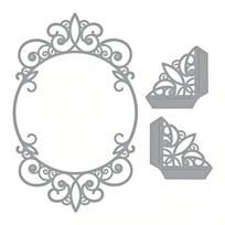 Metalo pjovimo štampai Scrapbooking Trafaretas Die Cuts Kortelių įspaudimas „Pasidaryk pats“ nuotraukų albumas Ovalus rėmelis Šablono trafaretas silver