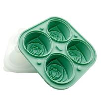 3D Rose Ice Mold Ice Cube Tray, Make 4 Cute Flower Shapes Ice, Large Ice Ball Maker for Cocktail Juice Whiskey rožinė