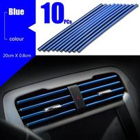 10 vnt. 20 cm U formos automobilio oro išleidimo angos dekoratyvinė juostelė chromuota PVC spalvinga blizgi automobilio apdailos juostelė automobilių salono aksesuarai mėlyna