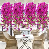 4pcs Fake Hanging Plants Morning Glory Bouquet, Suitable for Wall, Outdoor, Courtyard, Home, Room, Garden, Wedding, Indoor, Outdoor Decoration 4pcs violetinė
