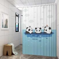 Punch-Free Blackout Folding Curtain for Kitchen, Bedroom, and Living Room - Windproof and Winter Warm Panda (Single Curtain + Resin Hooks, No Magnetic)