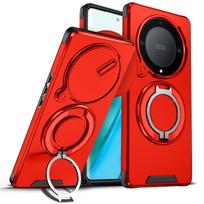 Magnetic Ring Stand Case For Honor X9A X9B X9C Smart X60 Pro Magic 5 6 7 Lite Slide Camera Protection TPU Plastic Back Cover Honor Magic 5 Lite raudona