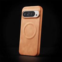 Sheepskin Leather Magnetic Phone Case For Google Pixel 10 9 8 Pro XL 8A 9 Pro Shockproof Business Matte Hard Solid Cover For Pixel 9 šviesiai ruda spalva