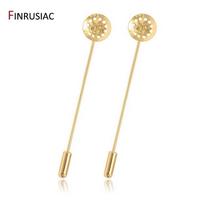 72mm 14K Real Gold Plated Safety Pin Brooch Base Accessories Brooch Blank Fittings Brooches Pins 2 pcs beige