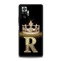 Phone Case For Xiaomi Redmi Note 13 12 5G 9S 9 8 10 11 Pro 9T 13C 12C 10C 9C 9A 7 Pro Soft Cover Diamond Crown Letter 26 Letters For Redmi Note 7
