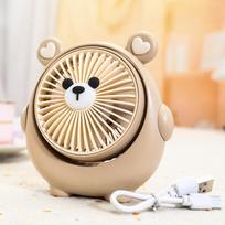 New Model of Chubby Bear Desktop Small Fan - USB Charging, Three-speed Strong Wind, Adjustable Angle, Children's Electric Fan Little Bear-Coffee