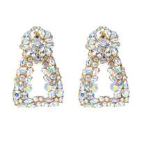 Contemporary Crystals Accent Drop Earrings Square Triangles Bohemian Styles Jewelry Gifts Ideas Stylish Outfits
