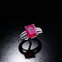 The Same Style As Korean And Japanese Celebrities - Four-Claw Set Rectangular Emerald And Zircon Ring - Adjustable Opening Ring