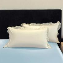 Premium feeling ice silk pillowcase pair 2025 new summer pillow liner cover wide edge lace pillowcase cover 48x74cm