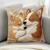 45x45cm Lovely Cartoon Corgi Dog Pillowcase Cartoon Flower Cute Puppy Dog Friend Pillow Cover Home Decor Sofa Car Cushion Cover 45x45cm