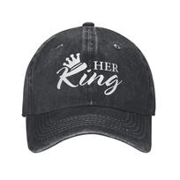 Her King His Queen Couple Couple  Humor Baseball Cap Hats Visor Protection Snapback Cotton Tops Gorras Adjustable